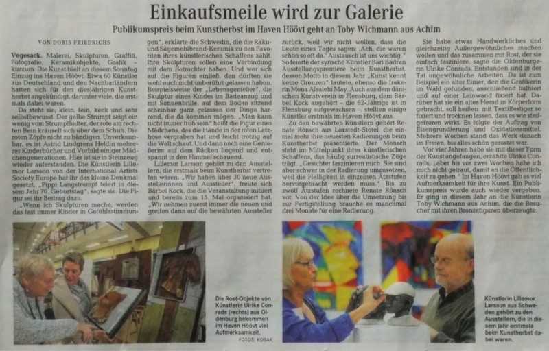 23.11.15 Weser-Kurier, Die Norddeutsche nach Bremen-Vegesacker KUNSTherbst 2015